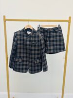 Blazer Carreaux Boutonnage Décalé avec Épaulettes – Image 2