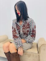 Chemise Carreaux Brodée En Coton