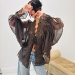 Blouse tulle dentelle brodée