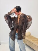 Blouse tulle dentelle brodée