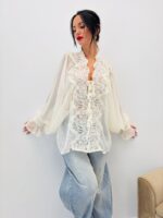 Blouse tulle dentelle brodée – Image 4