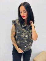 Gilet sans manches en jean camouflage