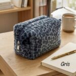 Trousse en fourrure synthétique imprimée