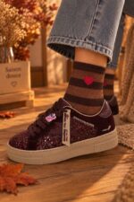 Chaussettes Rayées Longues Détail Cœur