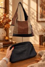 Sac effet vieux cuir avec pochette