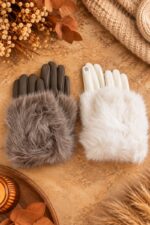 Gants simili cuir fluffy – Image 2