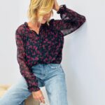 Blouse imprimée col victorien