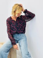 Blouse imprimée col victorien