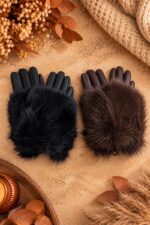 Gants simili cuir fluffy – Image 3