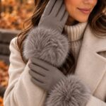 Gants simili cuir fluffy