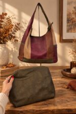 Sac effet vieux cuir avec pochette – Image 5