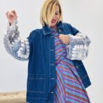Veste en jean oversize manches tricot