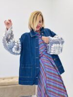 Veste en jean oversize manches tricot