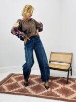 Blouse rayée brodée manches boules – Image 3