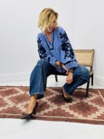 Blouse fines rayures broderie – Image 3