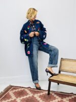 Veste en jean broderies fluo – Image 4