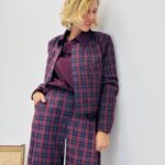 Veste à carreaux avec épaulette coupe courte