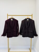 Blazer avec épaulettes Bout de manches fluffy – Image 2
