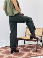 Pantalon toile de Jean taille haute avec ceinture – Image 3