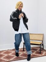 Veste col montant en maille motif pois – Image 3