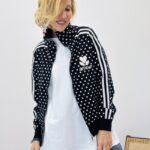 Veste col montant en maille motif pois