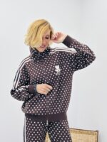 Veste col montant en maille motif pois – Image 7