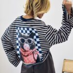 T-shirt Rayé Manches Longues Imprimé