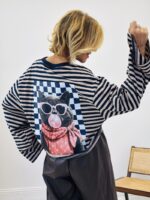 T-shirt Rayé Manches Longues Imprimé