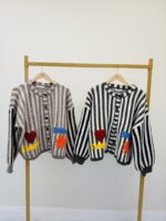 Gilet rayure bicolore brodé – Image 2
