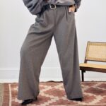 Pantalon jambes large motif chevron