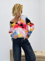 Pull artistique multicolore
