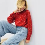 Blouse imprimée col victorien