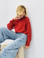 Blouse imprimée col victorien