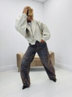 Veste simili cuir coupe courte grand col – Image 3