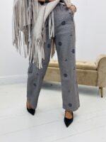 Pantalon coton motif carreaux et fleurs – Image 4