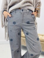 Pantalon coton motif carreaux et fleurs – Image 3