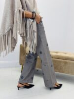 Pantalon coton motif carreaux et fleurs