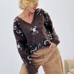 Pull col V motif cachemire