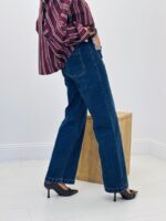 Jean coupe wide leg détail poches carreaux – Image 4