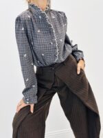 Chemise Petits Carreaux Col Victorien