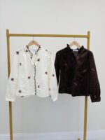 Chemise col victorien broderie fleurs – Image 2