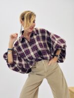 Chemise carreaux manches chauve-souris – Image 7