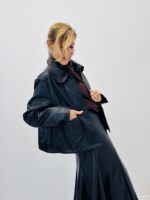Blouson simili cuir col Claudine
