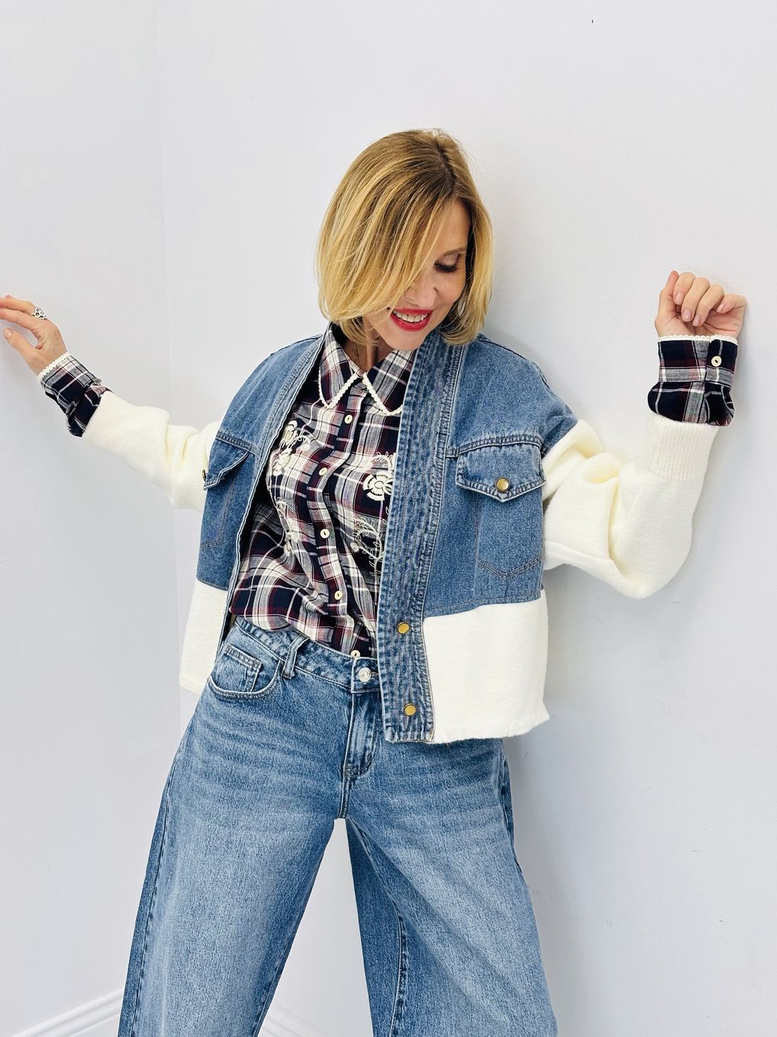 Veste denim et maille My'Mia