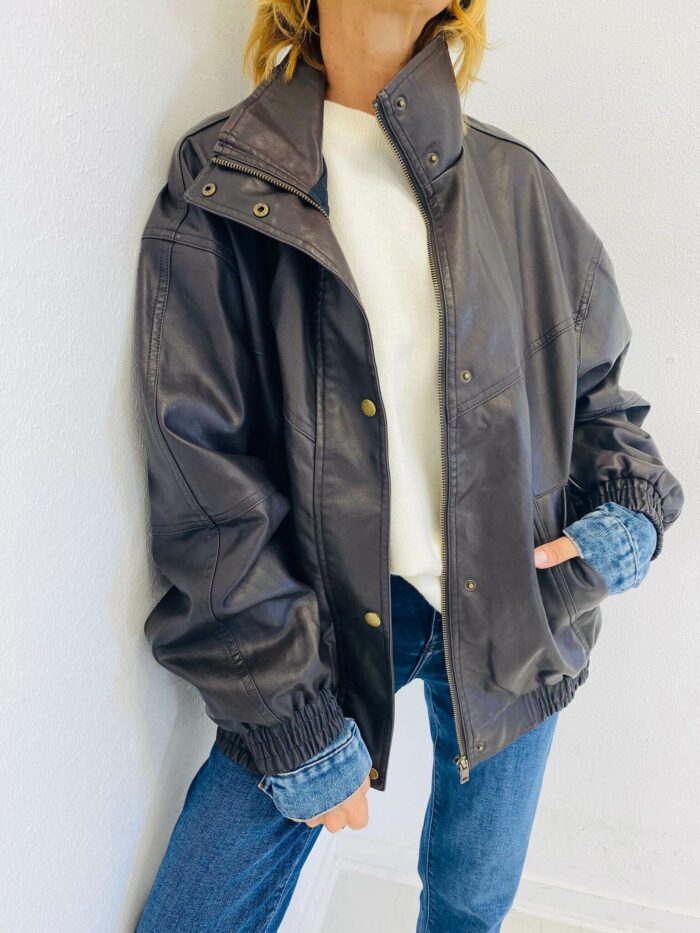 Veste Style Aviator en simili cuir – Image 1