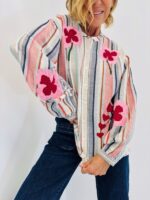 Chemise Imprimés Rayés et Broderies fleuries