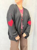 Gilet grande taille avec cœurs – Style cosy & tendance
