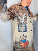 Manteau imprimé artistique avec col effet fourrure – Grande Taille – Image 2