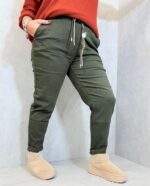 Pantalon coton stretch à taille élastique