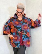Veste fleurie en laine bouillie – Grande Taille